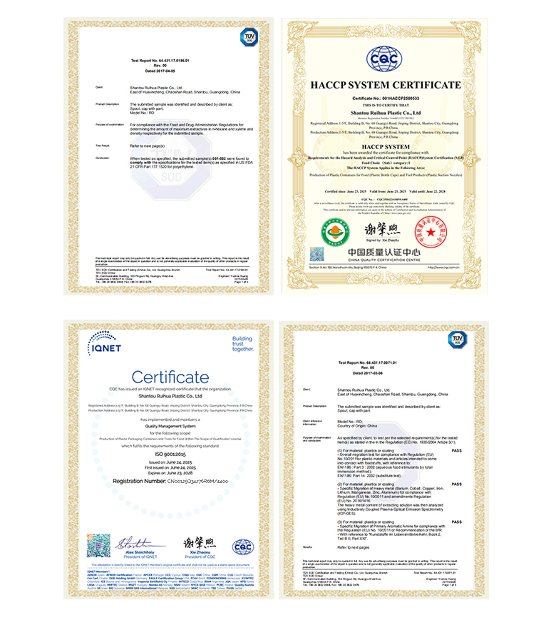 With certification of ISO9001, TUV SUD EU food grade, FDA, HACCP, etc.